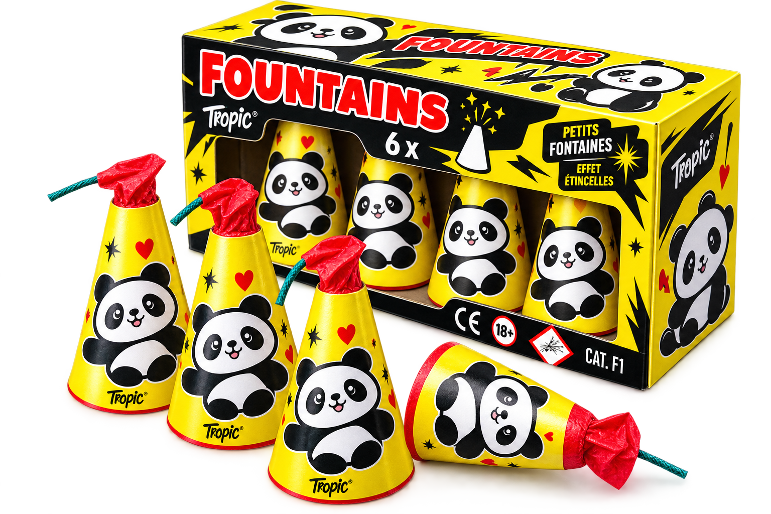 Tropic – Pack 6 Fontaines coniques panda argentées