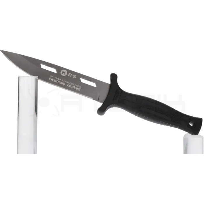 K25 - Couteau de botte. Revêtu noir. Lame 12.8 cm